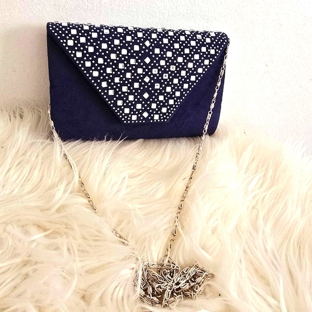 Classic Women's Envelope Clutch/Shoulder Purse Sequined Blue 🌴